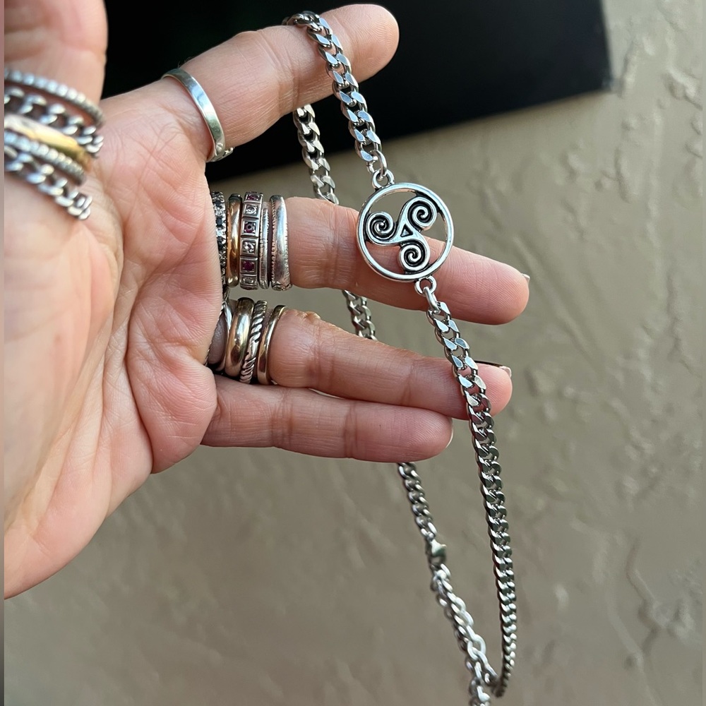 Handmade celtic knot trisquel cuban chain link stainless steel choker necklace - Picture 3 of 13
